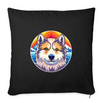 Ainu Hokkaido Dog Breed Cartoon Kawaii Watercolor - Sofa pillowcase 17,3'' x 17,3'' (45 x 45 cm) - black - Front