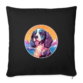 Alpine Spaniel Dog Breed Cartoon Kawaii Watercolor - Sofa pillowcase 17,3'' x 17,3'' (45 x 45 cm) - black - Front