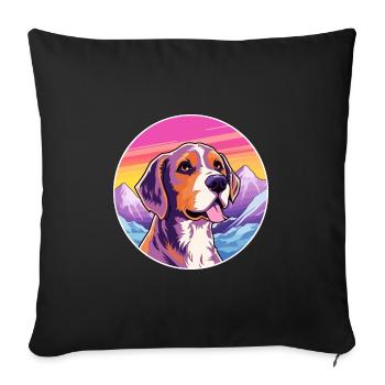 Chien de chasse andalou race de chien dessin animé Kawaii Watercol - Housse de coussin décorative 45 x 45 cm - noir - Devant