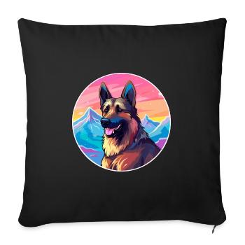 Berger Belge Malinois Chien Race Cartoon Kawaii - Housse de coussin décorative 45 x 45 cm - noir - Devant