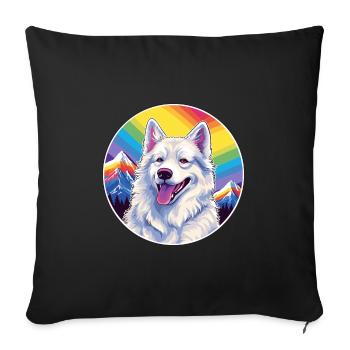 Berger Blanc Suisse Race De Chien Cartoon Kawaii Eau - Housse de coussin décorative 45 x 45 cm - noir - Devant