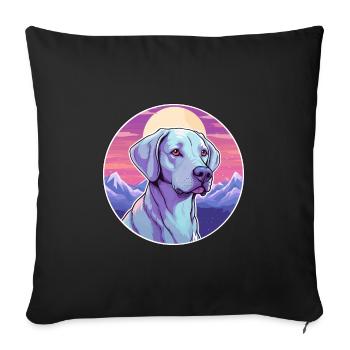 Bleu dentelle chien race dessin animé Kawaii aquarelle - Housse de coussin décorative 45 x 45 cm - noir - Devant