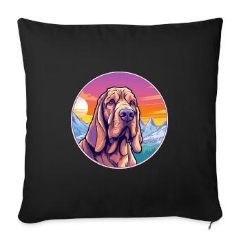 Bloodhound chien race dessin animé Kawaii aquarelle - Housse de coussin décorative 45 x 45 cm - noir - Devant