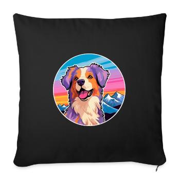 Australian Shepherd Dog Breed Cartoon Kawaii Water - Sofa pillowcase 17,3'' x 17,3'' (45 x 45 cm) - black - Front