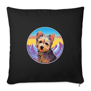 Australian Silky Terrier Dog Breed Cartoon Kawaii - Sofa pillowcase 17,3'' x 17,3'' (45 x 45 cm) - black - Front