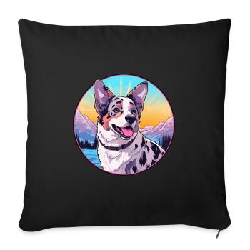 Australian Stumpy Tail Cattle Dog Breed Cartoon Ka - Sofa pillowcase 17,3'' x 17,3'' (45 x 45 cm) - black - Front