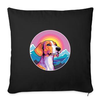 Azawakh chien race dessin animé Kawaii aquarelle - Housse de coussin décorative 45 x 45 cm - noir - Devant