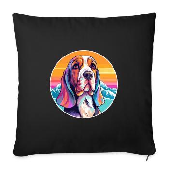 Basset Artesien Normand Dog Breed Cartoon Kawaii W - Sofa pillowcase 17,3'' x 17,3'' (45 x 45 cm) - black - Front