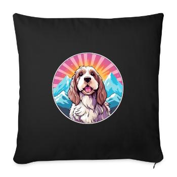 Basset Griffon Vendeen Petit Dog Breed Cartoon Kaw - Sofa pillowcase 17,3'' x 17,3'' (45 x 45 cm) - black - Front