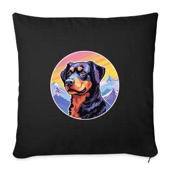 Beauceron chien race dessin animé Kawaii aquarelle - Housse de coussin décorative 45 x 45 cm - noir - Devant