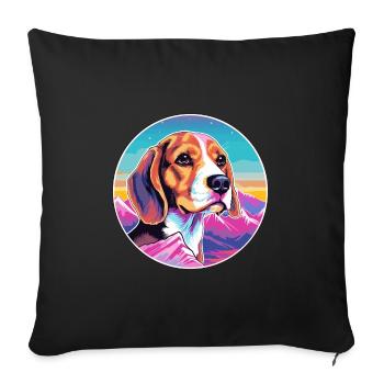 Beagle Kleiner Dufthund Hund Rasse Cartoon Kawaii - Sofakissenbezug 45 x 45 cm - Schwarz - Vorne
