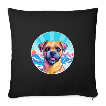 Border Terrier Dog Breed Cartoon Kawaii Watercolor - Sofa pillowcase 17,3'' x 17,3'' (45 x 45 cm) - black - Front