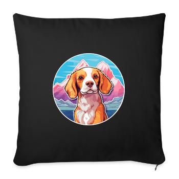 Brittany Spaniel Dog Breed Cartoon Kawaii Watercol - Sofa pillowcase 17,3'' x 17,3'' (45 x 45 cm) - black - Front