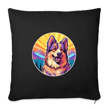 Bohemian Shepherd Dog Breed Cartoon Kawaii Waterco - Sofa pillowcase 17,3'' x 17,3'' (45 x 45 cm) - black - Front