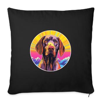 Allemand à poil court Pointer chien race Cartoon Kawai - Housse de coussin décorative 45 x 45 cm - noir - Devant