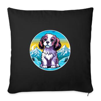 Grand Anglo Français Blanc Et Noir Race De Chien Carto - Housse de coussin décorative 45 x 45 cm - noir - Devant
