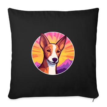 Ibizan Hound Dog Breed Cartoon Kawaii Watercolor - Sofa pillowcase 17,3'' x 17,3'' (45 x 45 cm) - black - Front