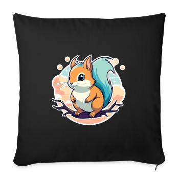 Squirrel Illustration - Sofa pillowcase 17,3'' x 17,3'' (45 x 45 cm) - black - Front