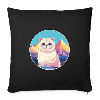 Britische Falte Kurzhaar Katze Bunte Karikatur Wasserc - Sofakissenbezug 45 x 45 cm - Schwarz - Vorne