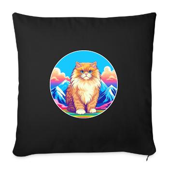 British Longhair Cat Colorful Cartoon Watercolor I - Sofa pillowcase 17,3'' x 17,3'' (45 x 45 cm) - black - Front