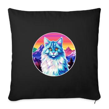 German Longhair Cat Colorful Cartoon Watercolor Il - Sofa pillowcase 17,3'' x 17,3'' (45 x 45 cm) - black - Front