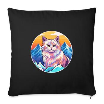 German Rex Cat Colorful Cartoon Watercolor Illustr - Sofa pillowcase 17,3'' x 17,3'' (45 x 45 cm) - black - Front