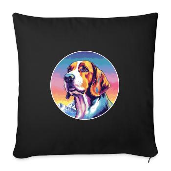 Polish Hound Dog Breed Cartoon Kawaii Watercolor - Sofa pillowcase 17,3'' x 17,3'' (45 x 45 cm) - black - Front