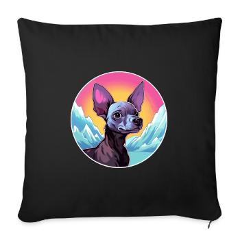 Chien nu péruvien race Cartoon Kawaii Waterco - Housse de coussin décorative 45 x 45 cm - noir - Devant