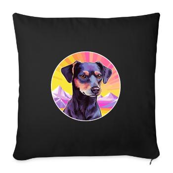 Patterdale Terrier Dog Breed Cartoon Kawaii Waterc - Sofa pillowcase 17,3'' x 17,3'' (45 x 45 cm) - black - Front
