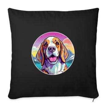 Transilvanian Hound Dog Breed Cartoon Kawaii Water - Sofa pillowcase 17,3'' x 17,3'' (45 x 45 cm) - black - Front