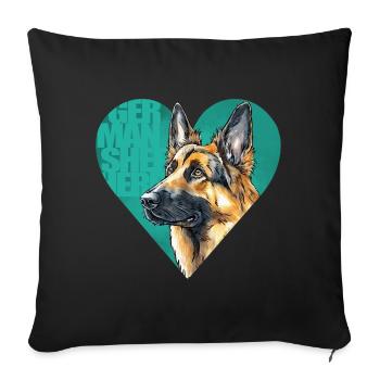 German Shepherd Portrait - Sofa pillowcase 17,3'' x 17,3'' (45 x 45 cm) - black - Front