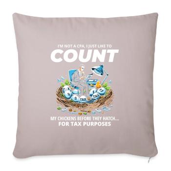 CPA Chick Counter : Plaisir de nicher en période d’impôts humoristique - Housse de coussin décorative 45 x 45 cm - taupe clair - Devant