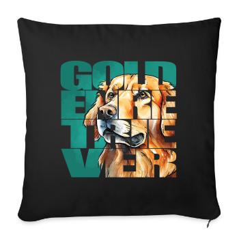 Golden Retriever Portrait - Housse de coussin décorative 45 x 45 cm - noir - Devant
