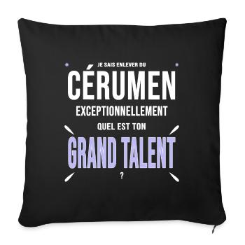 Otologiste oreilles cérumen cadeau drôle - Housse de coussin décorative 45 x 45 cm - noir - Devant