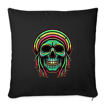 Reggae Crâne Décoration Figure Culture Rasta - Housse de coussin décorative 45 x 45 cm - noir - Devant