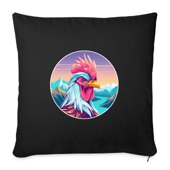 Rooster Watercolor Cartoon Kawaii Pet Animal Color - Sofa pillowcase 17,3'' x 17,3'' (45 x 45 cm) - black - Front