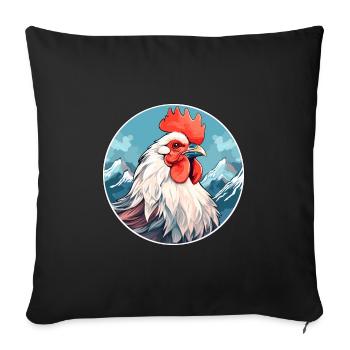 Rooster Watercolor Cartoon Kawaii Pet Animal Color - Sofa pillowcase 17,3'' x 17,3'' (45 x 45 cm) - black - Front