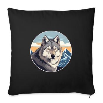 Wolf Watercolor Cartoon Kawaii Pet Animal Colorful - Sofa pillowcase 17,3'' x 17,3'' (45 x 45 cm) - black - Front