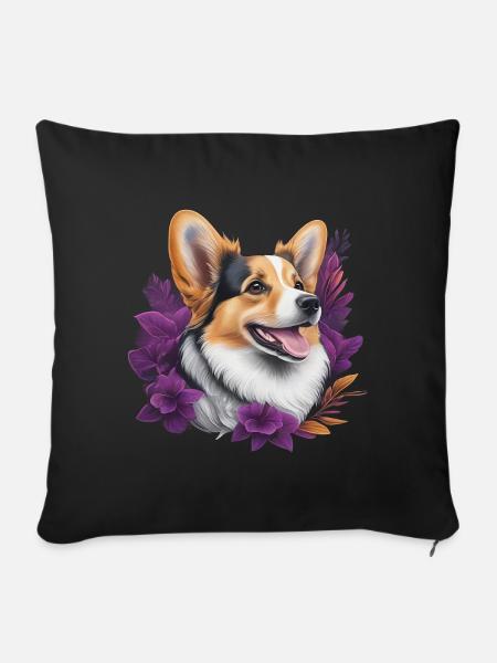 Corgi Kopf - Sofakissenbezug 45 x 45 cm - Schwarz