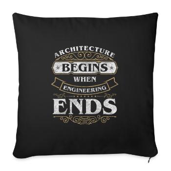 Ingénieur, Design, Bureau d’Architecte - Housse de coussin décorative 45 x 45 cm - noir - Devant