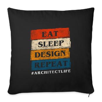 Engineer Style Job Architecture - Sofa pillowcase 17,3'' x 17,3'' (45 x 45 cm) - black - Front