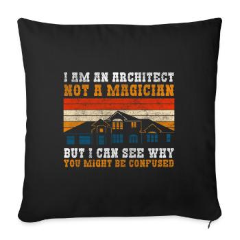 Engineer Profession House Construction - Sofa pillowcase 17,3'' x 17,3'' (45 x 45 cm) - black - Front