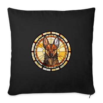 Belge Groenendael chien race vitrail Colorf - Housse de coussin décorative 45 x 45 cm - noir - Devant