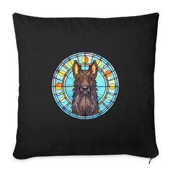 Belgian Sheepdog Dog Breed Stained Glass Colorful - Sofa pillowcase 17,3'' x 17,3'' (45 x 45 cm) - black - Front