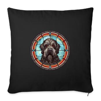 Schwarz Russischer Terrier Hunderasse Buntglas Colo - Sofakissenbezug 45 x 45 cm - Schwarz - Vorne