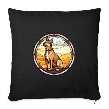 Bucovina Schäferhund Rasse Buntglas Bunt - Sofakissenbezug 45 x 45 cm - Schwarz - Vorne