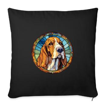 Bruno Jura chien chien race vitrail coloré - Housse de coussin décorative 45 x 45 cm - noir - Devant