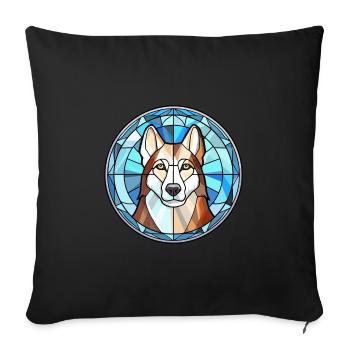 Labrador canadien Husky chien race vitrail Co - Housse de coussin décorative 45 x 45 cm - noir - Devant