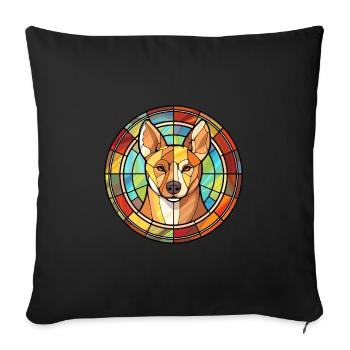 Carolina chien race vitrail coloré Watercol - Housse de coussin décorative 45 x 45 cm - noir - Devant