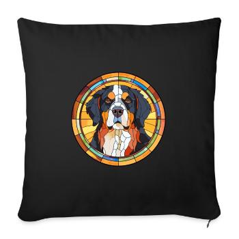 Berner Sennenhund Rasse Buntglas Bunt - Sofakissenbezug 45 x 45 cm - Schwarz - Vorne